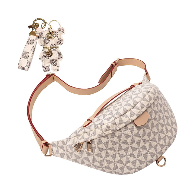 Zsoznqaky Men Women Belt Bags Checkered Fanny Pack PU Leather Crossbody