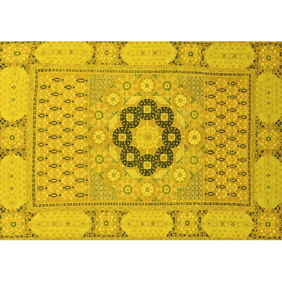 Ahgly Company Indoor Rectangle Abstract Yellow Modern Area Rugs, 5' x 7'