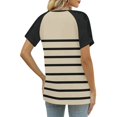 thumbnail image 5 of Women's Basic Color Block Short Sleeve Tees Henley V Neck Button Front Casual Summer Tops Daily Fashion T Shirts for Ladies Beige XL, 5 of 5