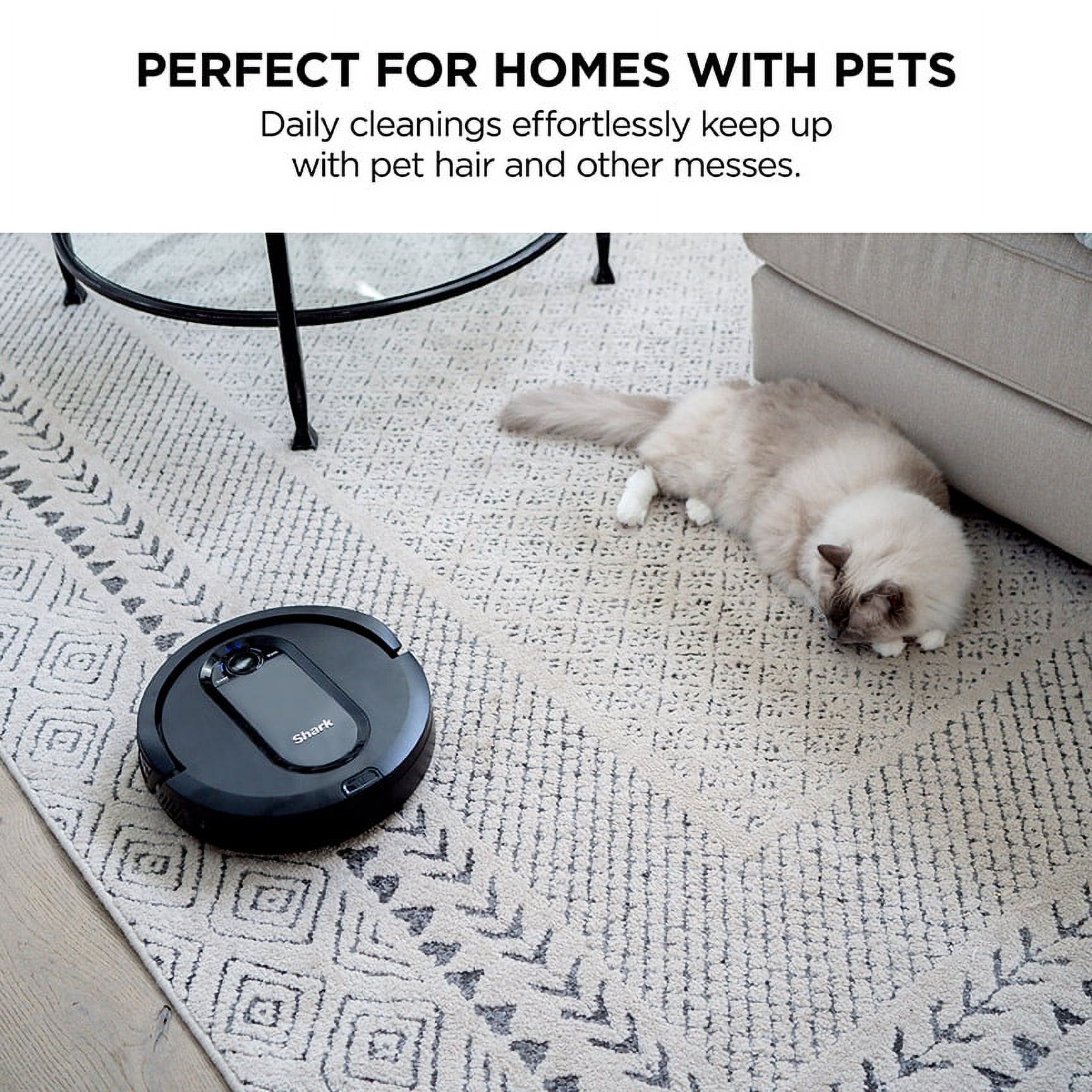 Shark EZ Robot Vacuum with Row-by-Row Cleaning, Powerful Suction, Wi-Fi, Carpets & Hard Floors,RV990 - image 4 of 9