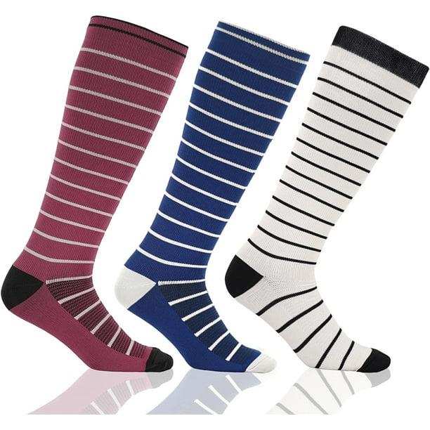 3 Pairs Wide Calf Compression Socks for Women Plus Size 2030mmhg Knee High Support Circulation