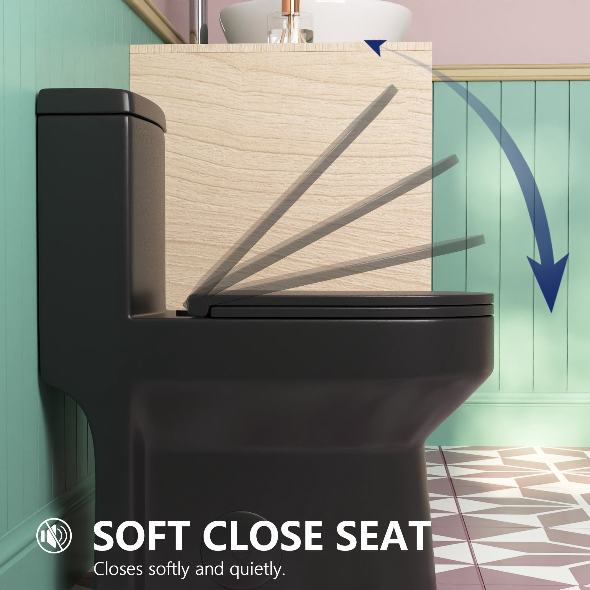Liberty 12 in. Rough In 1-Piece 1.1/1.6 GPF Dual Flush Compact Round Toilet in Matte Black Seat Included