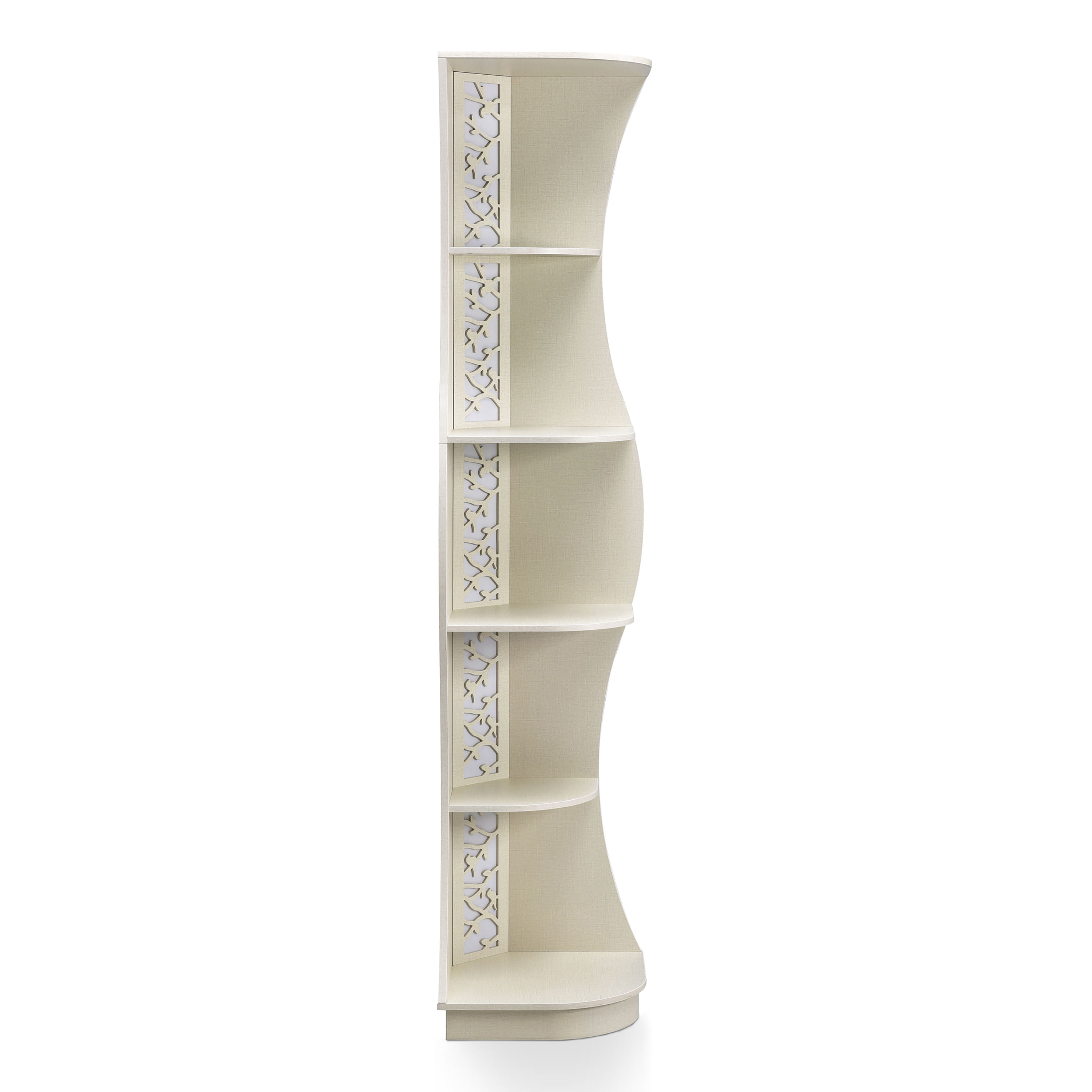 Furniture of America Wilton Adult Contemporary 5-Shelf Corner Bookcase with LED Light, Cream