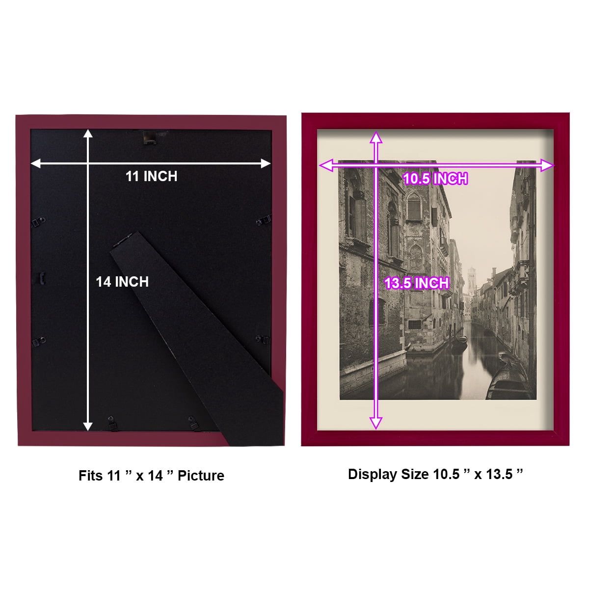 Vintage Views of Venice V - Framed Print w/glass - Cherry Red