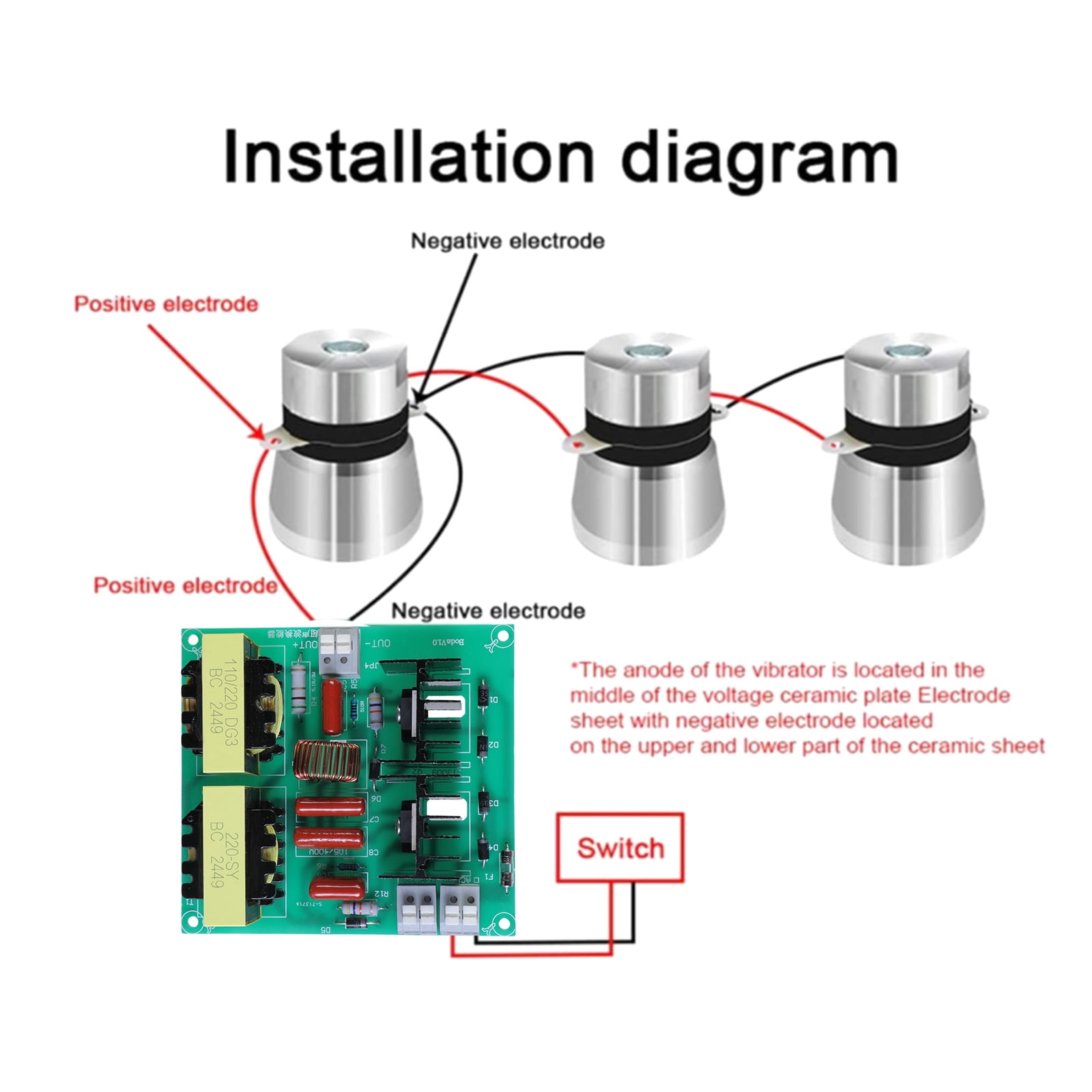 Ultrasonic Cleaner Circuit Board Kits, 150W 40KHz Power with 3 Transducers for Efficient Cleaning