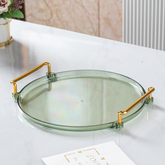 Bandeja de Servicio de Plástico con Asas Recubrimiento de Superficie Bandeja de Joyería Nórdica Multifunción Platos para Tocador Cocina Y Oficina Y Or verde BLESIY tay portátil para servir