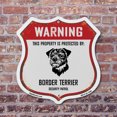 thumbnail image 4 of Warning This Property is Protected by Border Terrier 12 inch X 12 inch Shield-Shaped Rust-Free Aluminum Metal Sign Weather Resistant Made in the USA, 4 of 6