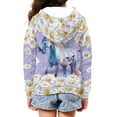 thumbnail image 4 of Chririnla Purple Daisy Butterfly Horse Youth Zip Up Hoodie Lightweight Long Sleeve with Pockets Casual Athletic Outerwear Teens Size 10-12, 4 of 7