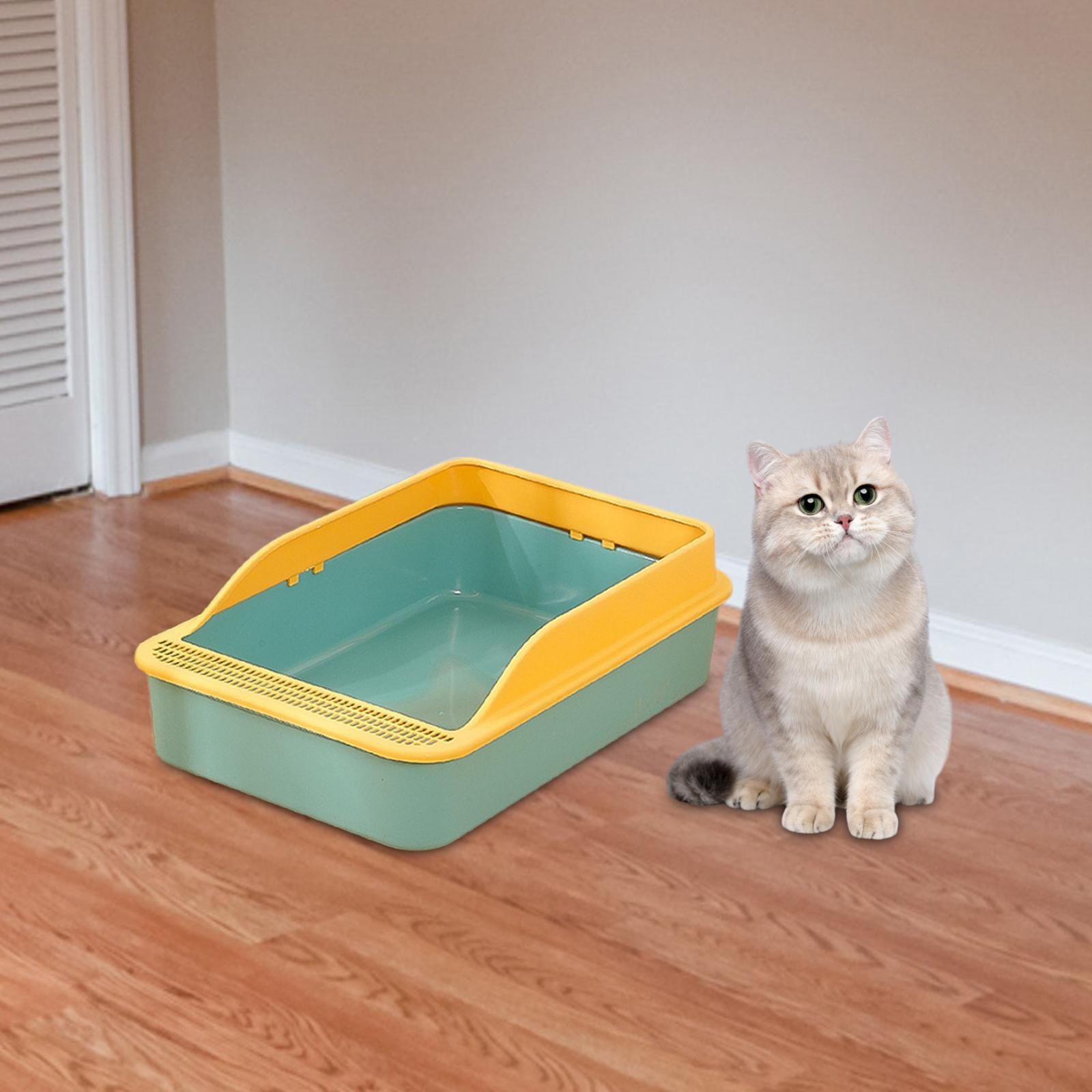 Tooyful Cat Potty Toilet High Sided Anti Splashing Prevent Sand Leakage Cat Toilet Pet Litter Tray for Small Animals Travel Indoor Cats green M