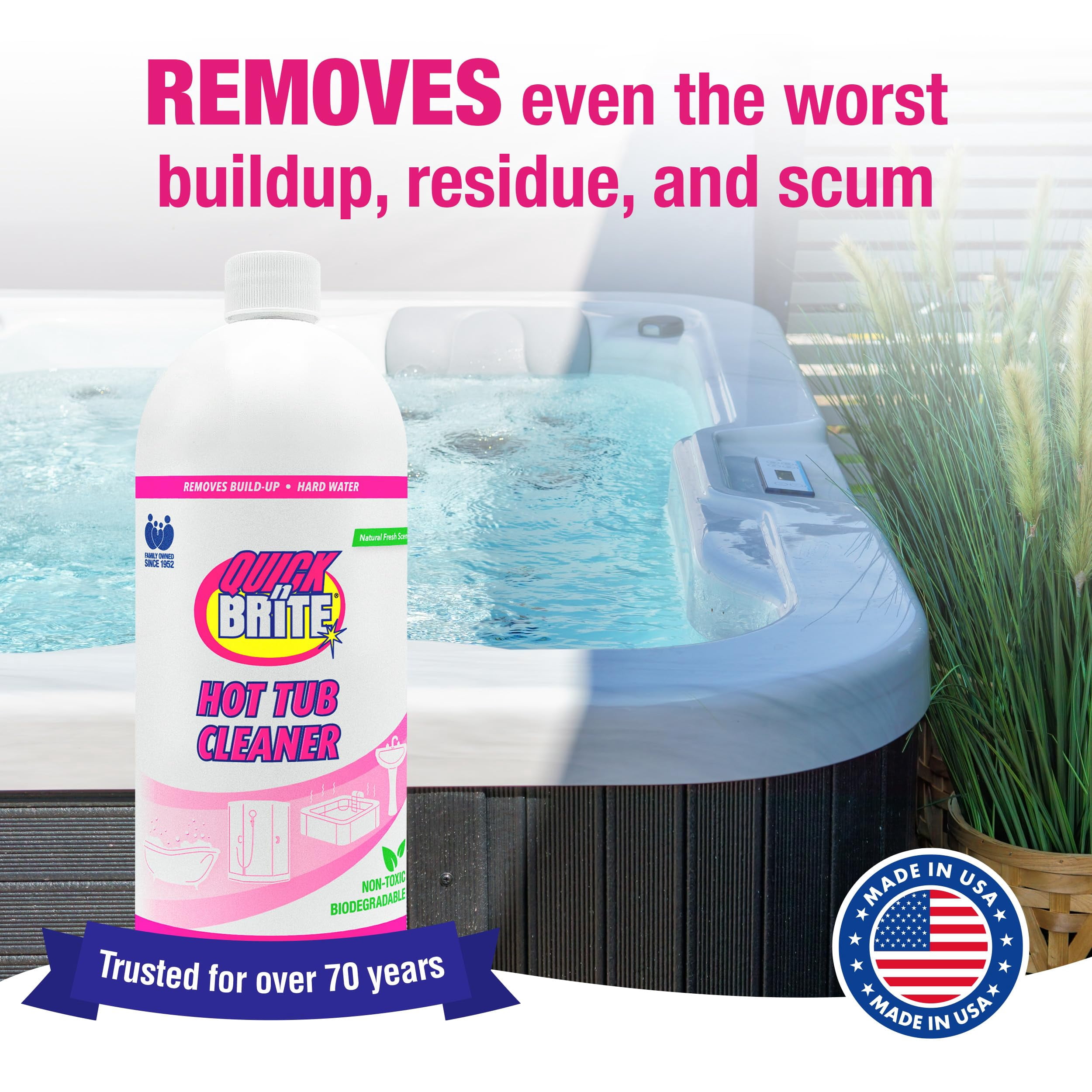 Quick N Brite Heavy Duty Hot Tub Cleaner - Non-abrasive Cleaning Gel, 32 oz. (Packaging May Vary)