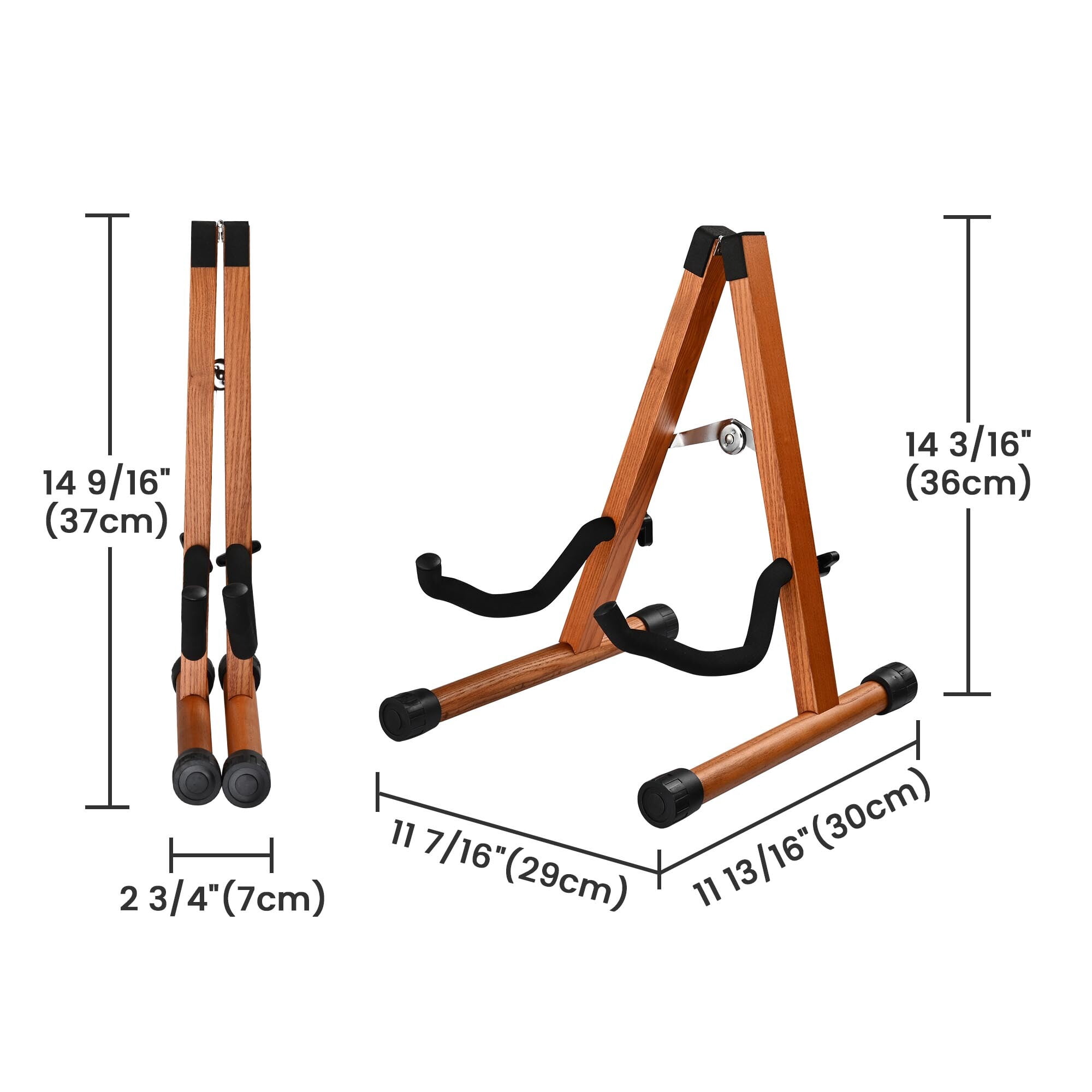 Yescom Wooden Folding Guitar Stand w/ Foam Arms fits for Acoustic Guitars, Ukuleles, Violins A-frame Floor Instrument Display Recording Studios