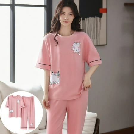 

QWZNDZGR Spring Summer Short Sleeved Elegant Women s Pajamas Set Abstract Sexy Black Nightwear Plaid Sleepwear Lounge Homewear Fashion