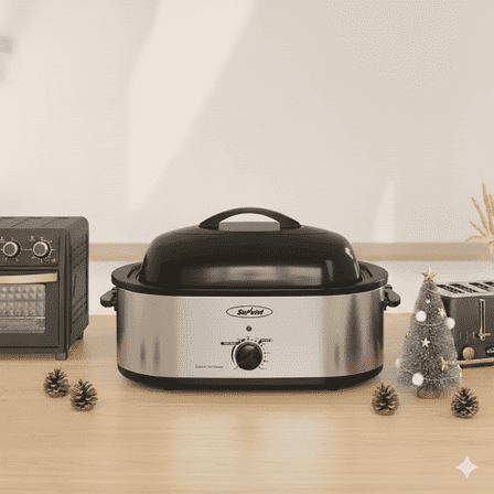 Superjoe 20 Qt Electric Roaster Oven for Turkey - Large Capacity Turkey Roaster