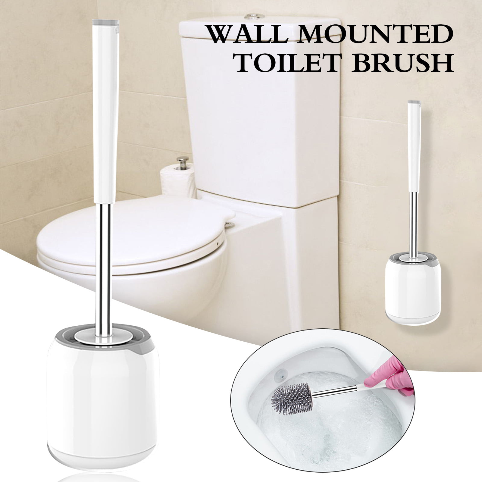 Toilet Set Cleaning Brush Cherry Holder Standing Access Bathroom WC 