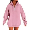 thumbnail image 1 of HongQid Women's Casual Long Sleeve Lapel Zipper Sweatshirt Oversized Loose Pullover Tops, 1 of 6