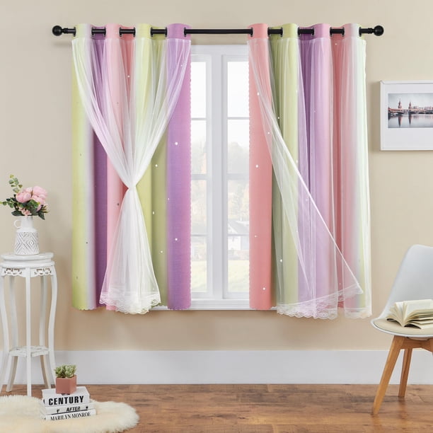 Cortinas XiDi Rainbow Pink Púrpura Yellow Star Blackout