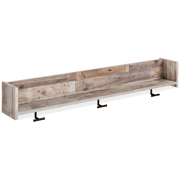 Signature Design by Ashley Neilsville Wall Mounted Coat Rack with Shelf, Whitewash