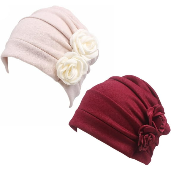 1Pc/2Pcs Chemo Caps Headwear for Women Turbans Beanies Flowers Hats Headwrap for Cancer Patient Hair Loss