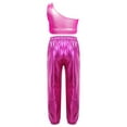 thumbnail image 2 of TiaoBug Kids Girls Jazz Hip Hop Dance Outfits Sequins Crop Top with Pants Cheerleading Dancewear Hot Pink 6, 2 of 5