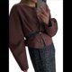 thumbnail image 3 of Blazer Corto con Botones para Mujer, Ropa Informal de Negocios para Otoño e Invierno. Color Café L, 3 of 8