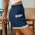 thumbnail image 5 of YanHoo Shorts for Women Trendy Floral Patchwork Boho Vacation Short Pants Elastic Waisted Drawstring Casual Beach Shorts with Pockets, 5 of 9