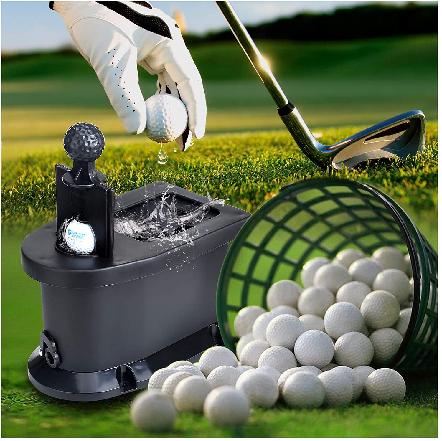 Golf Ball Cleaner & Club Head Washer for Golf Cart Car/Yamaha