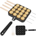 thumbnail image 1 of Sartén Takoyaki antiadherente de 16 agujeros con tenedor, sartén para hornear fácil de limpiar para bolas de panqueques Poffertjes, 1 of 3