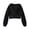 Black, variant on Hoodie Women Red Ladies Short Double Zip Hoodie Cropped Casual Streetwear Top Sweatshirt for Women L