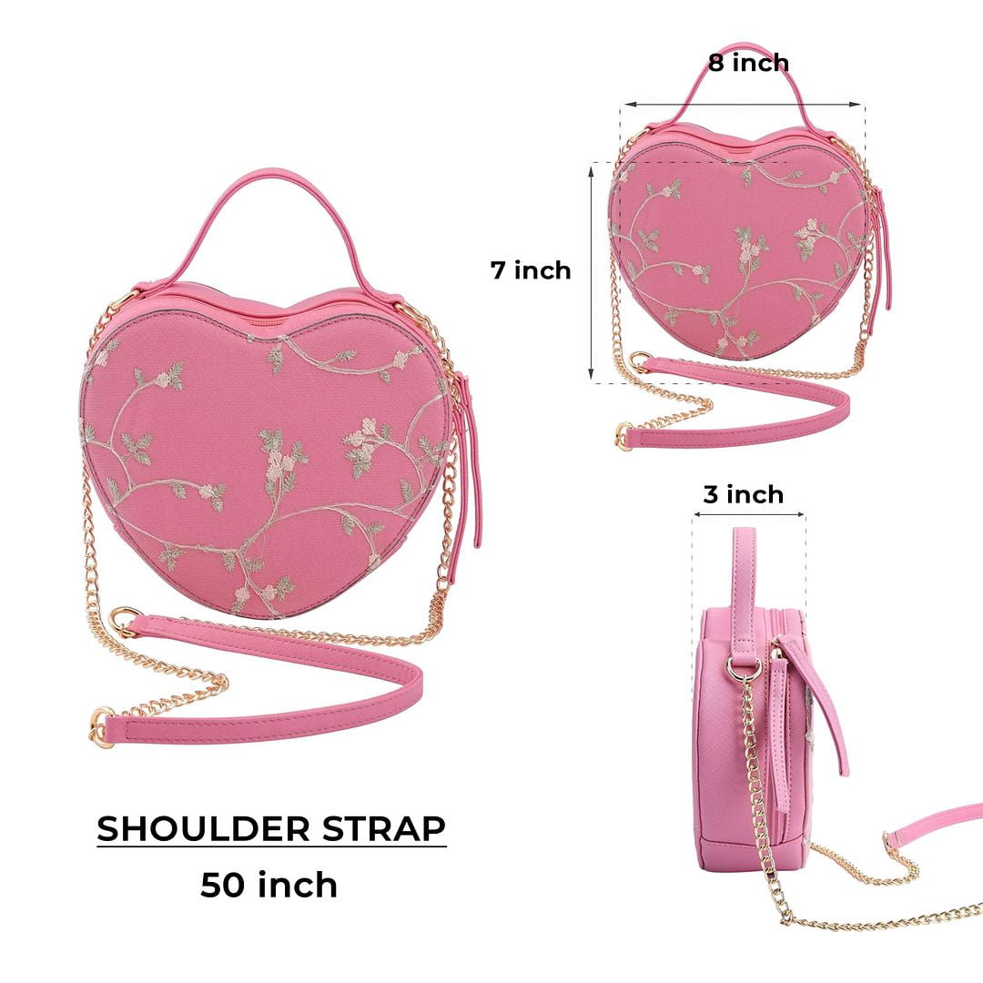 Cute Pink Heart Purse for Women, Faux Leather Heart Shaped Crossbody Bags, Zipper Closure Shoulder Aesthetic Bag Birthday Christmas Gifts