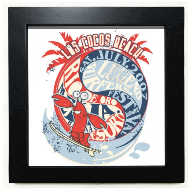 World Beach Lobster Marine Organism Black Square Frame Picture Wall Tabletop
