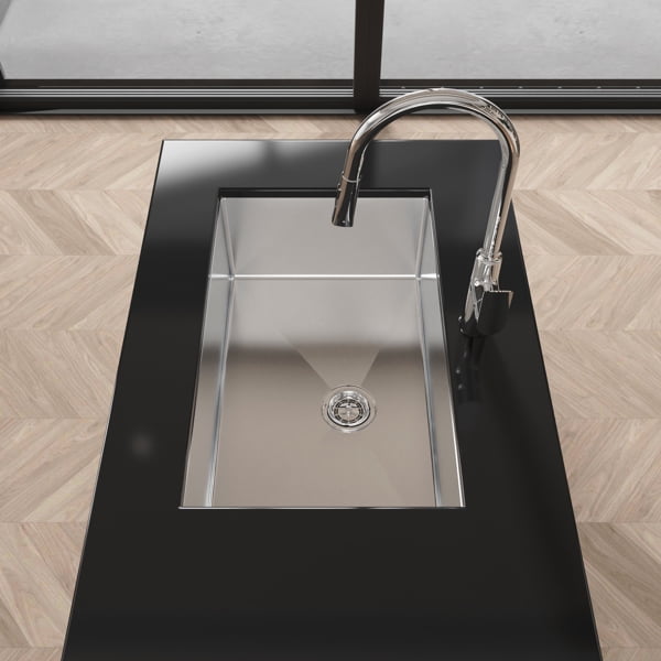 Stainless Steel Kitchen Sink, 30″x19″ Drop In Single Bowl, Undermount Handmade Sink in Brushed Nickel, with US Standard Drain and Hook