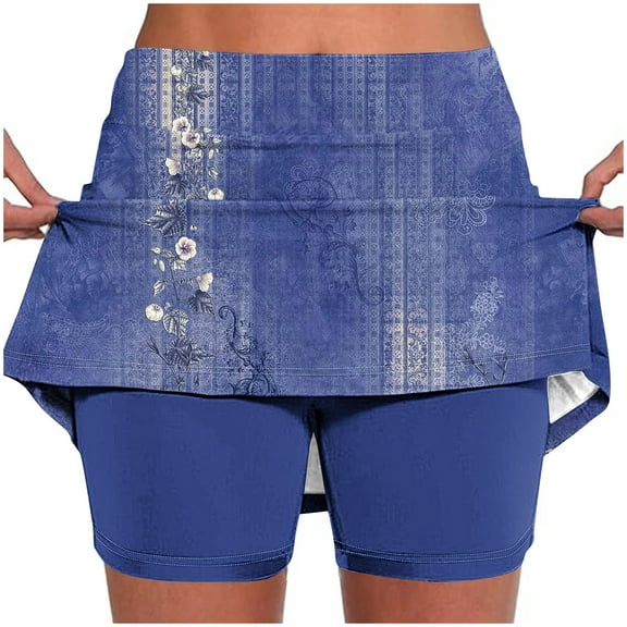 DeHolifer Skorts for Women with Pockets Lightweight Skirt Athletic Inner Shorts for Running Tennis Golf Workout Sports Dark Blue S