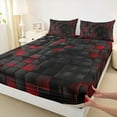 thumbnail image 3 of Castle Fairy Futuristic Cubes Twin Sheet Sets 3pcs for Boys Girls,Geometric Plaid Grid Twin Fitted Sheet Microfiber,Black Red Breathable Flat Sheet,Breathable Home Decor, 3 of 7