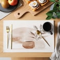 thumbnail image 2 of Beige Modern Art Placemats Set of 6 Abstract Art Botanical Place Mats Indoor Wipeable Table Mats Washable Cloth Dining Table Placemats for Kitchen Holiday Party Home Decor 13x19 Inch, 2 of 9