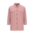 thumbnail image 7 of Brnmxoke Retrolinen Cotton Womens Tops,Casual Summer Collared Button Down Shirts 3/4 Sleeve Blouse with Pockets Dressy Textured Solid Color Gauze Safari Top Pink,L, 7 of 7