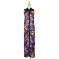 thumbnail image 2 of Love & Love Classy Goth Floral Print Corset Back Collar Long Chiffon Tunic Dress, 2 of 5