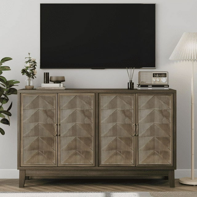 Vintage Sideboard Buffet Cabinet with Storage, Large Accent Cabinet Sideboard With 4 Doors, Storage Cabinet with Storage Console Table, For Kitchen Dinning Room Living Room Hallway Or Entryway