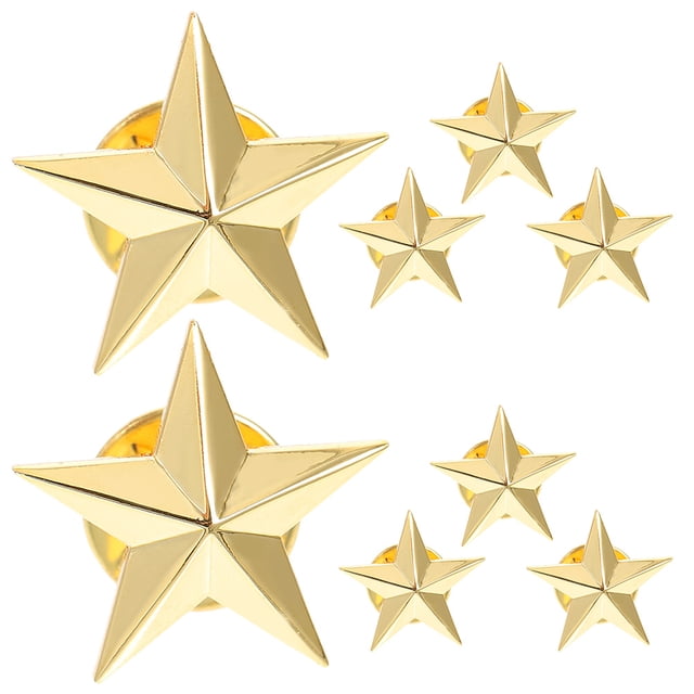 KAKOWELY 8 pines de solapa con insignia de estrella para decoración de disfraces, para chaquetas, abrigos, trajes, suéteres, bolsos y sombreros.