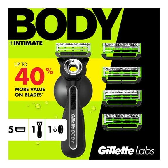 GilletteLabs Body   Intimate Razor For Men, 5ct