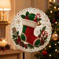 thumbnail image 6 of Diamond Art Christmas Ornaments with 8 Inch Scallop Edged Clear Acrylic Base Featuring Pearl Beaded Stocking Motif, Festive Christmas Tree Decorations for Holiday Home Window, 6 of 8