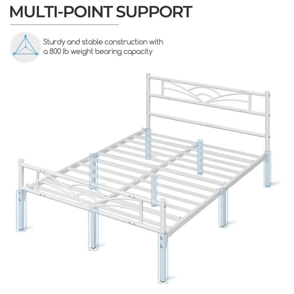 Renwick Skylar Cloud-Inspired Design Full Size Metal Platform Bed, White, Adult