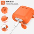 thumbnail image 3 of Coffea Protective Silicone Case with Keychain for AirPods 1 & 2 (Front LED Not Visible) (Vibrant Orange), 3 of 7