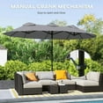thumbnail image 5 of GVN Patio Umbrella, Outdoor Table Umbrella,Double Sided Patio Umbrella, 9.5' Large Outdoor Market Umbrella with Push Button Tilt and Crank, Gray, 5 of 10