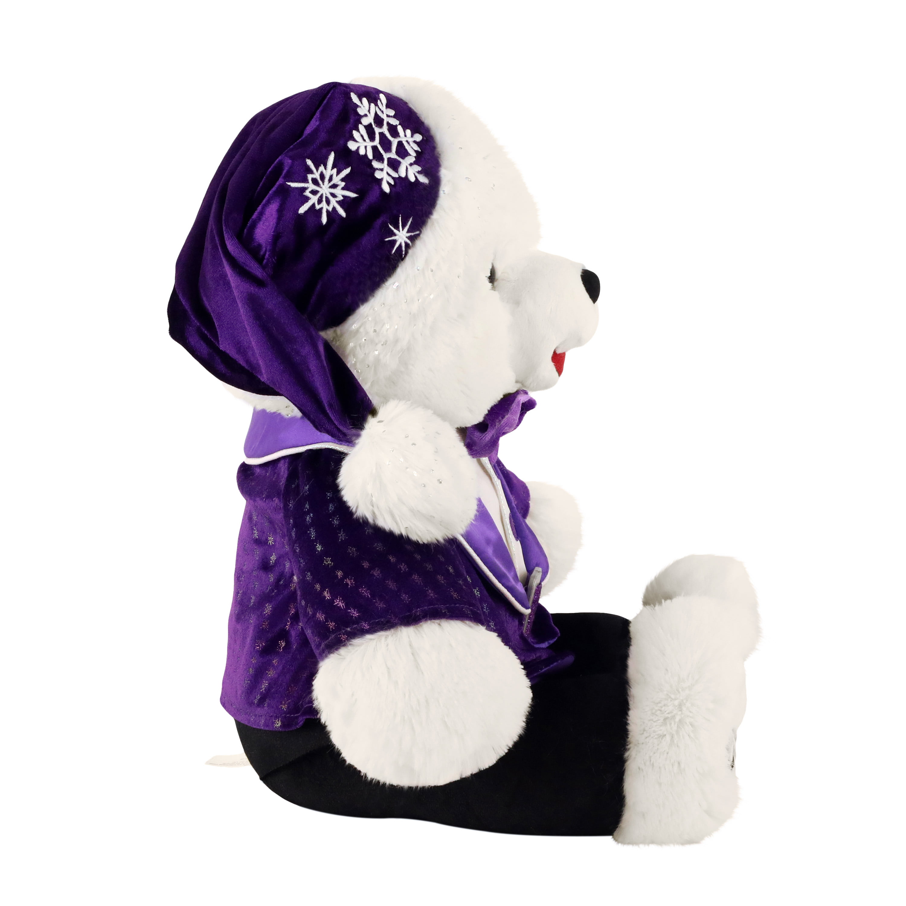 Holiday Time 2020 Snowflake Teddy Bear Christmas 20" Stuffed Purple Girl w Spark 
