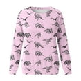 thumbnail image 4 of Tiweut Blouses for Women Cute Dinosaur Graphic Long Sleeve Round Neck Loose Fit Relaxed Fit Ladies Top Pink,XL, 4 of 4