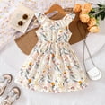 thumbnail image 5 of Toddler Girl Sundress Floral Dress Beach Vacation Ruffle Dress Girls Princess Easter Dress Birthday Party Trendy Spring Summmer Outfit #Beige 4-5 Years, 5 of 7