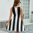 thumbnail image 6 of Black And White Vertical Stripes Women's Tank Dress V Neck Sleeveless Summer Sundress, 6 of 7