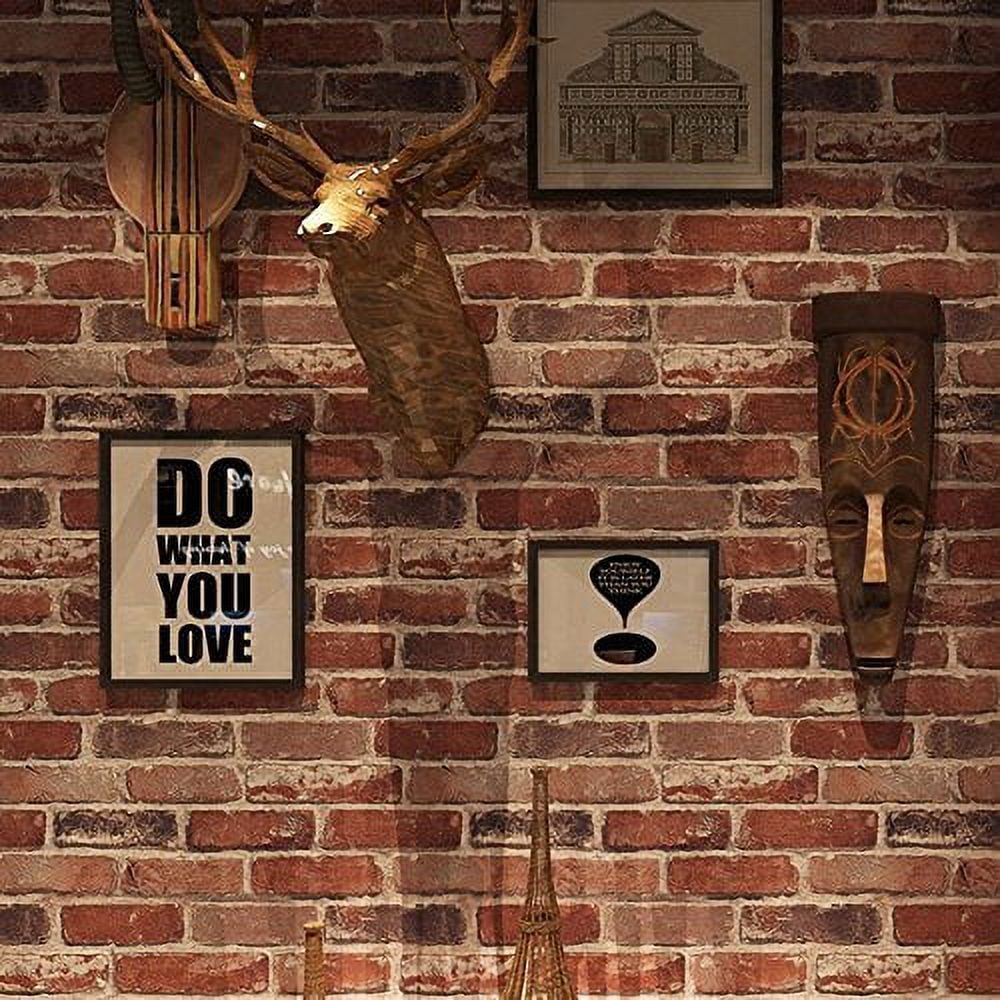 Laiman Flat Faux Brick Stone Wallpaper Roll 3D Effect Blocks Vintage Home Decoration Multi Countryside Red