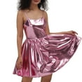 thumbnail image 4 of Women's Sequin Party Dress Gold Glitter Leather Pleated Mini Skirt Club Night Out Outfit, 4 of 4