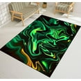 thumbnail image 3 of Marble Green Large Area Rugs, Abstract Wave Runner Rugs, Non-Slip Floor Throw Mat, Rectangle Carpet for Living Room, Bedroom, Hallway Front Entrance, Kitchen, Dining, 4' x 5'3", 3 of 7